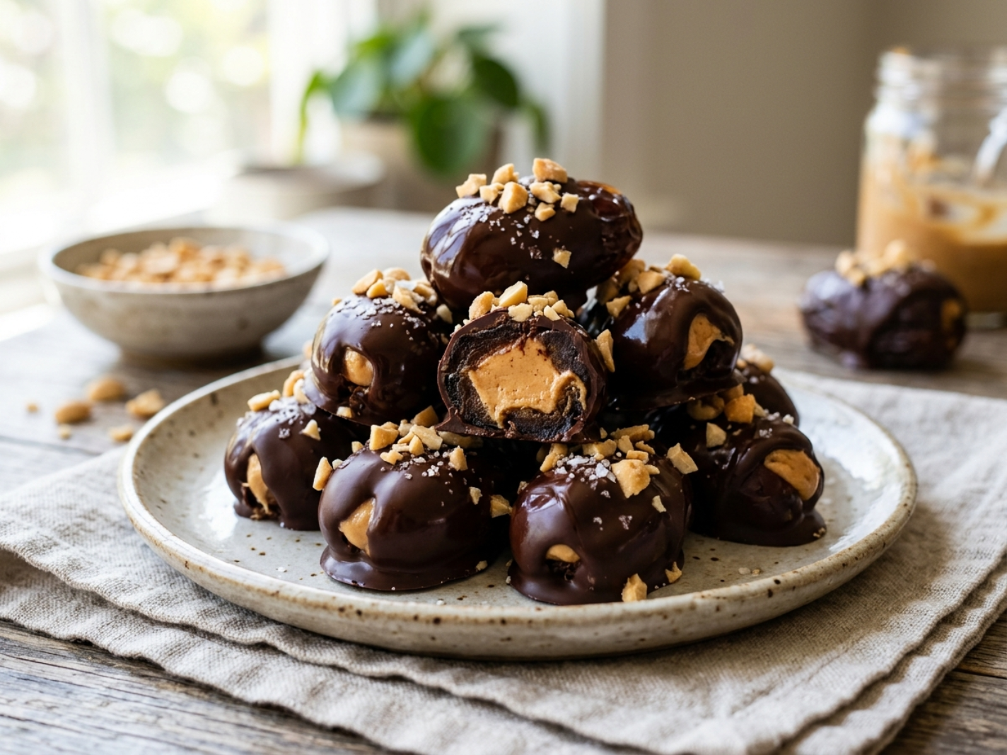 Healthy Date Snickers (Easy No Bake Chocolate Dessert)