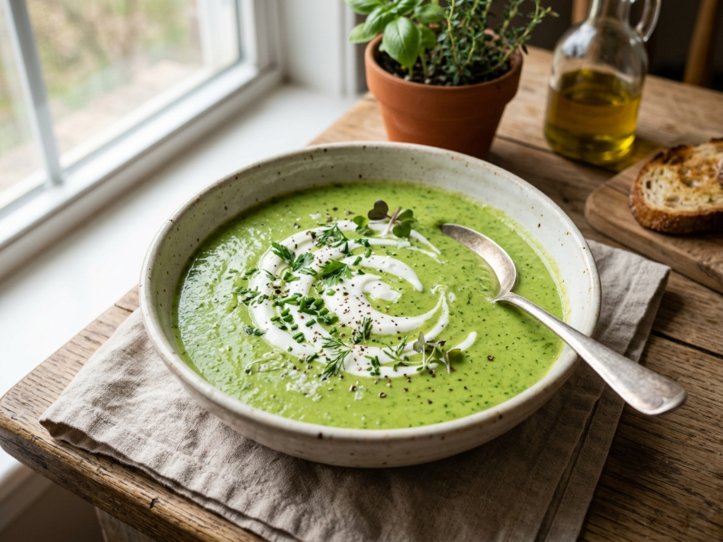 Creamy Green Goddess Spring Soup Recipe (Ready in 15 minutes)